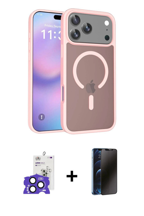 ieg™ iPhone 17 Pro Max Kılıf Siluet Minimal Prime - Siyah 3D Antistatik Hayalet Cam Ekran Koruyucu +