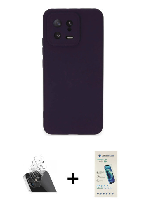 ieg™ Mi 13 Kılıf Ahenk Serisi - Şeffaf Pasifik Cam Ekran Koruyucu + Şeffaf Kamera Lens Koruma Cam
