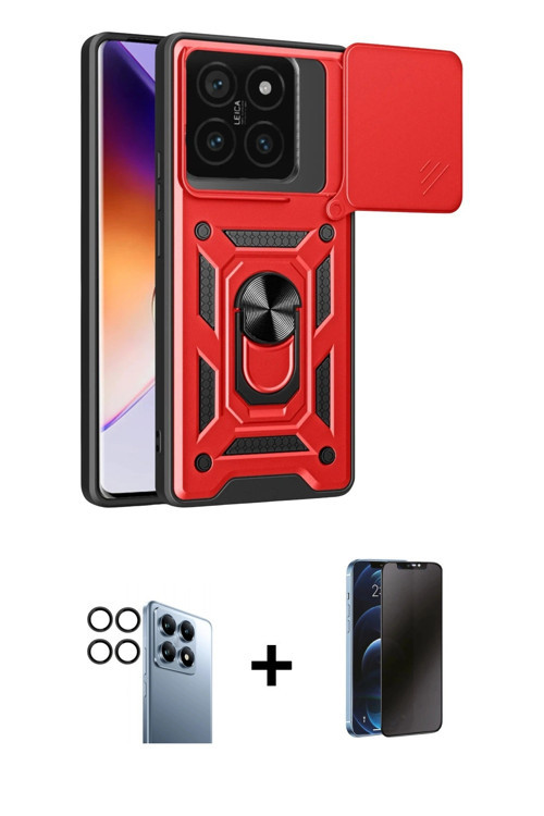 ieg™ Mi 14T Pro Kılıf Ahenk Klasik - Siyah 3D Antistatik Hayalet Cam Ekran Koruyucu + Siyah PVD Meta