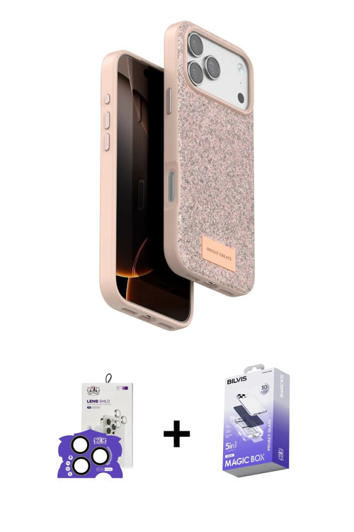 ieg™ iPhone 17 Pro Max Kılıf Vadi Klasik Serisi - Siyah Bilvis 5in1 5D Magic Hayalet Cam Ekran Koruy