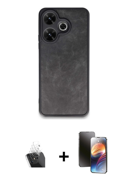 ieg™ Redmi 13 4G Kılıf Kıvılcım Işık Serisi - Siyah 3D Antistatik Mat Seramik Nano Ekran Koruyucu +