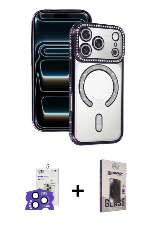 ieg™ iPhone 17 Pro Max Kılıf Zirve Doku Prime - Siyah Bilvis Hayalet Cam Ekran Koruyucu + Lacivert B