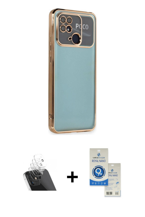 ieg™ Redmi 10C Kılıf Vadi Minimal - Şeffaf Royal Nano Ekran Koruyucu + Şeffaf Kamera Lens Koruma Cam