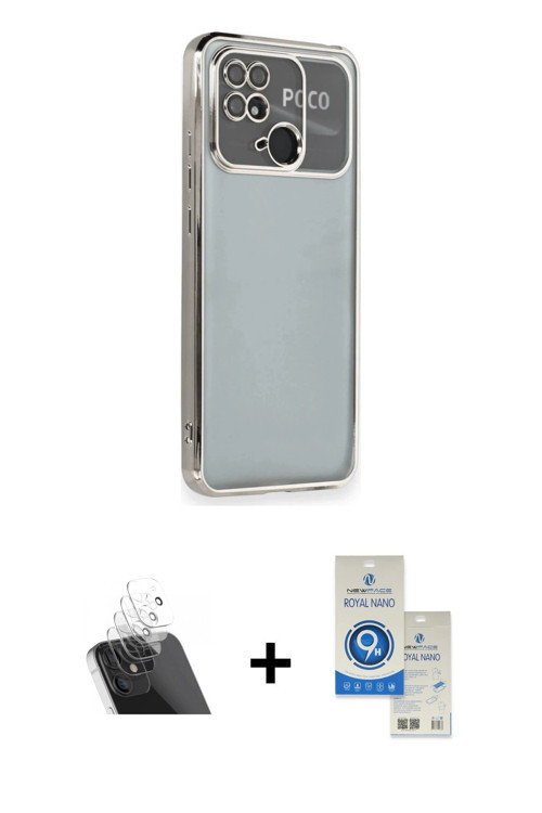 ieg™ Redmi 10C Kılıf Vadi Minimal - Şeffaf Royal Nano Ekran Koruyucu + Şeffaf Kamera Lens Koruma Cam