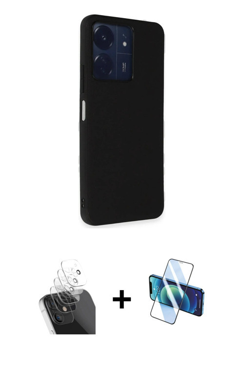 ieg™ Redmi 13C Kılıf Akış Asil Koleksiyonu - Siyah 3D Antistatik Seramik Nano Ekran Koruyucu + Şeffa