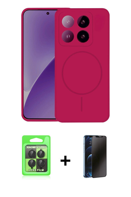 ieg™ Mi 14T Pro Kılıf Yankı Form Serisi - Siyah 3D Antistatik Hayalet Cam Ekran Koruyucu + Siyah Raz