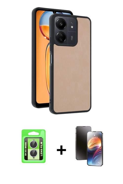 ieg™ Redmi 13C Kılıf Kıvılcım Işık Serisi - Siyah 3D Antistatik Mat Seramik Nano Ekran Koruyucu + Gü