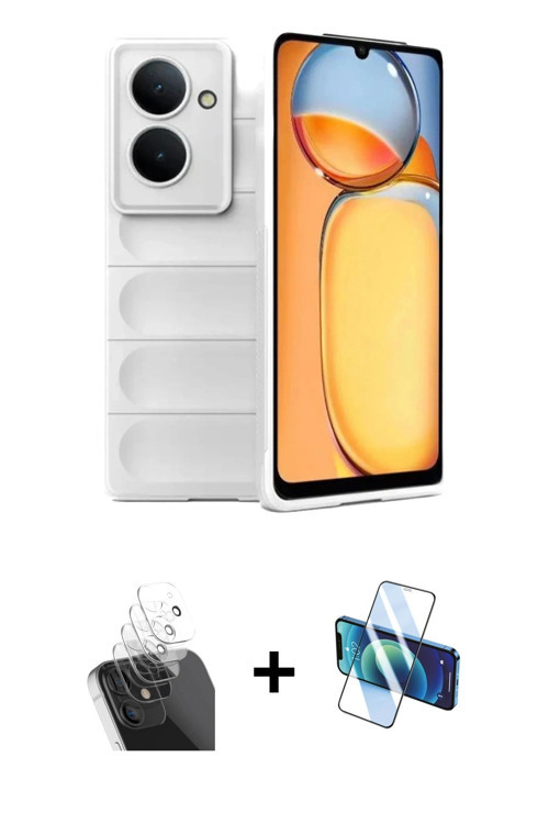 ieg™ Redmi 13C Kılıf Atlas Koleksiyonu - Siyah 3D Antistatik Seramik Nano Ekran Koruyucu + Şeffaf Ka