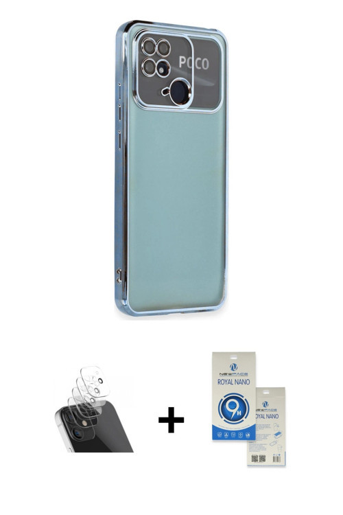 ieg™ Redmi 10C Kılıf Vadi Minimal - Şeffaf Royal Nano Ekran Koruyucu + Şeffaf Kamera Lens Koruma Cam