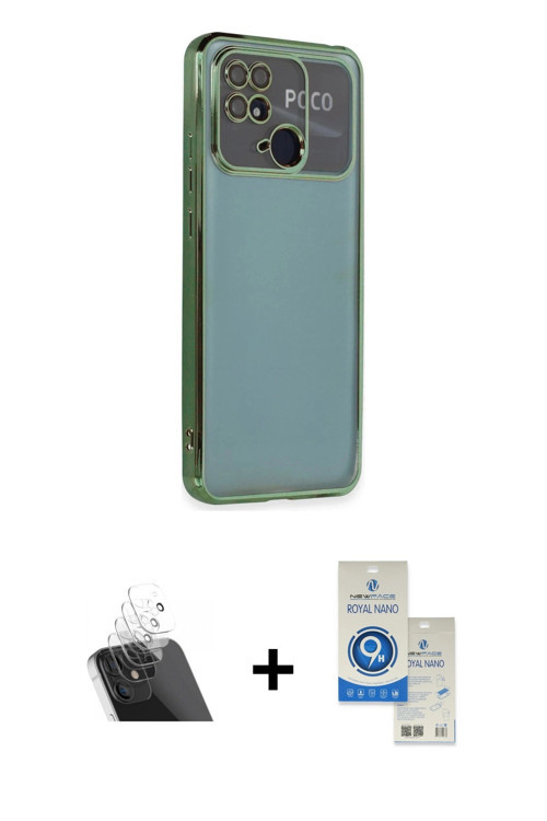 ieg™ Redmi 10C Kılıf Vadi Minimal - Şeffaf Royal Nano Ekran Koruyucu + Şeffaf Kamera Lens Koruma Cam