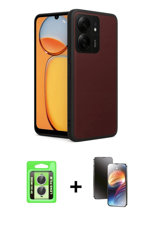 ieg™ Redmi 13C Kılıf Kıvılcım Işık Serisi - Siyah 3D Antistatik Mat Seramik Nano Ekran Koruyucu + Gü