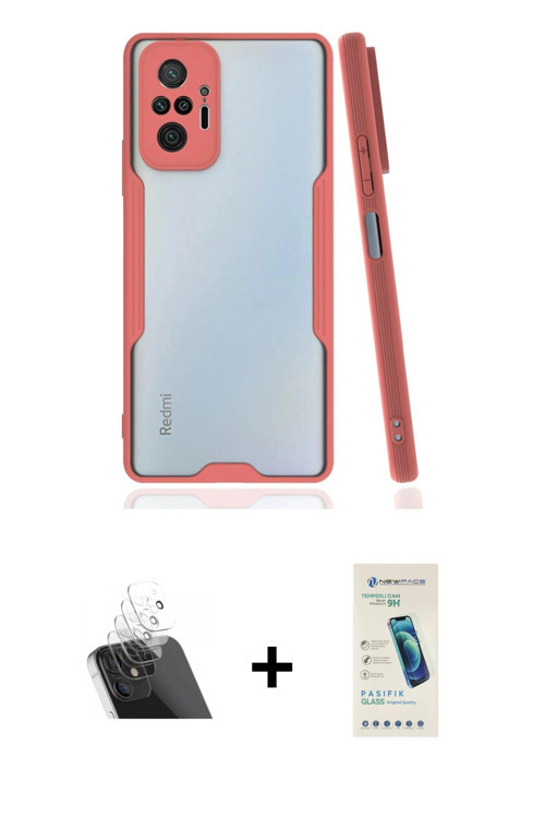 ieg™ Redmi Note 10 Pro Kılıf Atlas Asil Serisi - Şeffaf Pasifik Cam Ekran Koruyucu + Şeffaf Kamera L