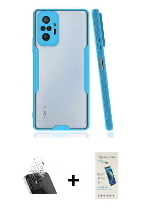 ieg™ Redmi Note 10 Pro Kılıf Atlas Asil Serisi - Şeffaf Pasifik Cam Ekran Koruyucu + Şeffaf Kamera L