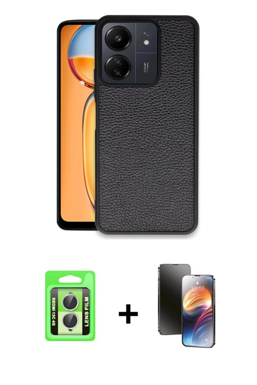 ieg™ Redmi 13C Kılıf Kıvılcım Işık Serisi - Siyah 3D Antistatik Mat Seramik Nano Ekran Koruyucu + Gü