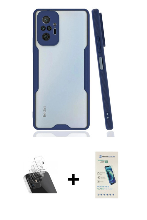 ieg™ Redmi Note 10 Pro Kılıf Atlas Asil Serisi - Şeffaf Pasifik Cam Ekran Koruyucu + Şeffaf Kamera L