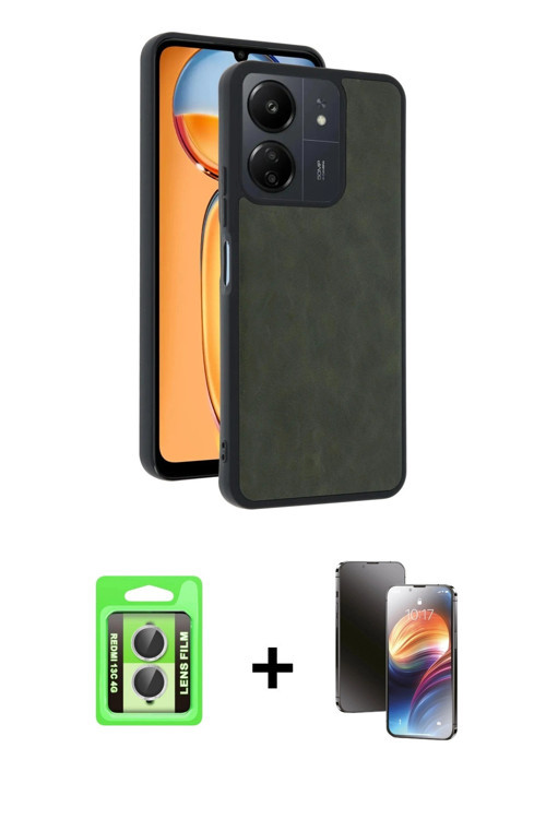 ieg™ Redmi 13C Kılıf Kıvılcım Işık Serisi - Siyah 3D Antistatik Mat Seramik Nano Ekran Koruyucu + Gü