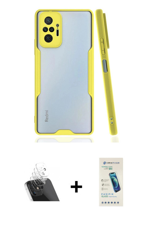 ieg™ Redmi Note 10 Pro Kılıf Atlas Asil Serisi - Şeffaf Pasifik Cam Ekran Koruyucu + Şeffaf Kamera L