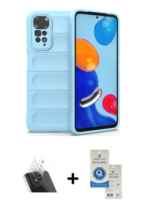 ieg™ Redmi Note 11 Kılıf Atlas Koleksiyonu - Şeffaf Royal Nano Ekran Koruyucu + Şeffaf Kamera Lens K