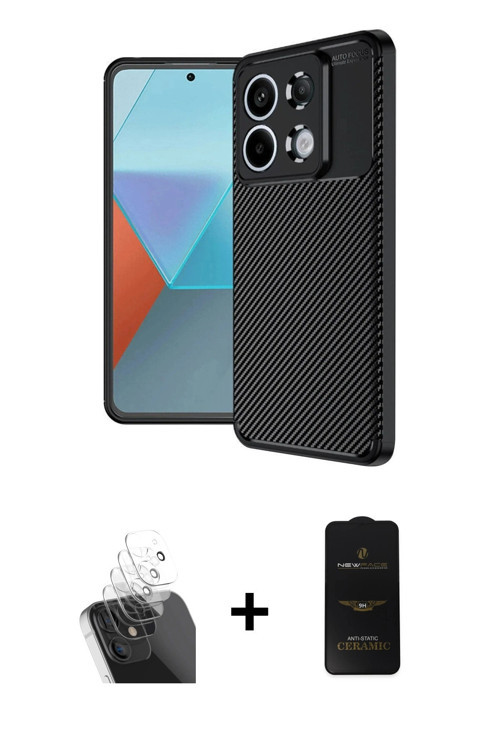ieg™ Redmi Note 13 Pro 4G Kılıf Eksen Form Prime - Siyah 6D Antistatik Mat Seramik Hayalet Nano Ekra