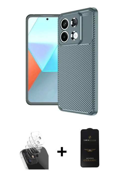 ieg™ Redmi Note 13 Pro 4G Kılıf Eksen Form Prime - Siyah 6D Antistatik Mat Seramik Hayalet Nano Ekra