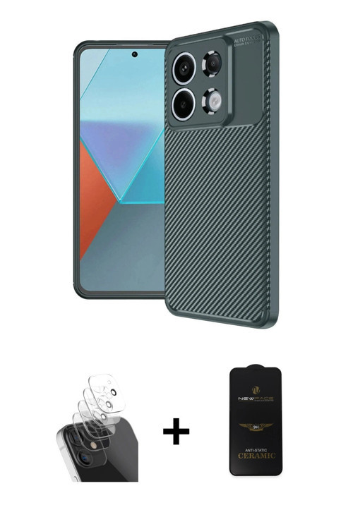 ieg™ Redmi Note 13 Pro 4G Kılıf Eksen Form Prime - Siyah 6D Antistatik Mat Seramik Hayalet Nano Ekra