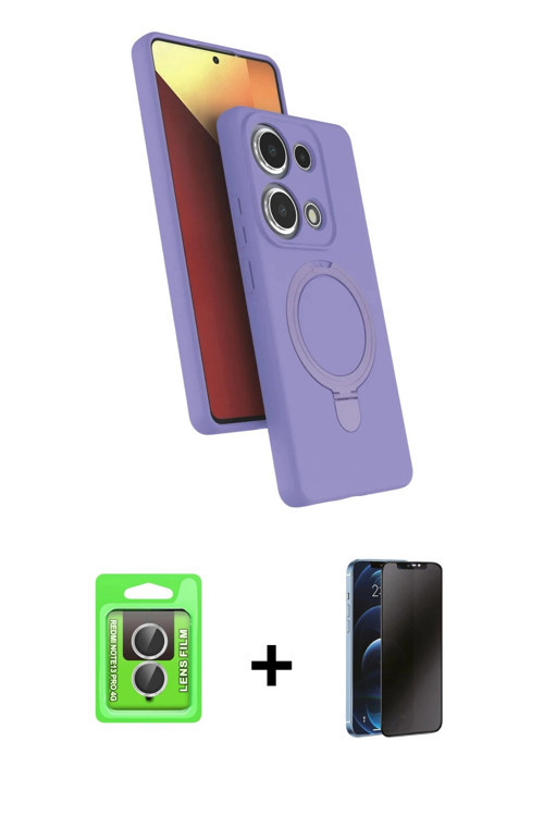 ieg™ Redmi Note 13 Pro 4G Kılıf İz Işık Koleksiyonu - Siyah 3D Antistatik Hayalet Cam Ekran Koruyucu