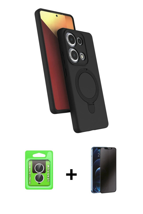ieg™ Redmi Note 13 Pro 4G Kılıf İz Işık Koleksiyonu - Siyah 3D Antistatik Hayalet Cam Ekran Koruyucu