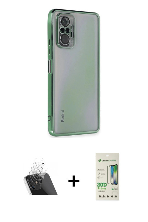 ieg™ Redmi Note 10 Pro Kılıf Vadi Minimal - Siyah 20D Premium Cam Ekran Koruyucu + Şeffaf Kamera Len
