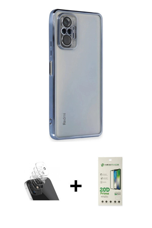 ieg™ Redmi Note 10 Pro Kılıf Vadi Minimal - Siyah 20D Premium Cam Ekran Koruyucu + Şeffaf Kamera Len