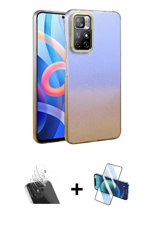 ieg™ Redmi Note 11 Pro Kılıf Kıvılcım Minimal Özel Seri - Siyah 3D Antistatik Cam Ekran Koruyucu + Ş
