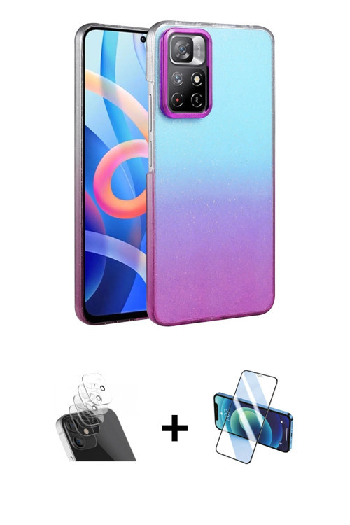 ieg™ Redmi Note 11 Pro Kılıf Kıvılcım Minimal Özel Seri - Siyah 3D Antistatik Cam Ekran Koruyucu + Ş