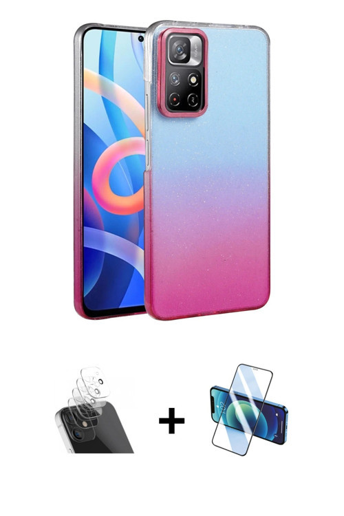 ieg™ Redmi Note 11 Pro Kılıf Kıvılcım Minimal Özel Seri - Siyah 3D Antistatik Cam Ekran Koruyucu + Ş