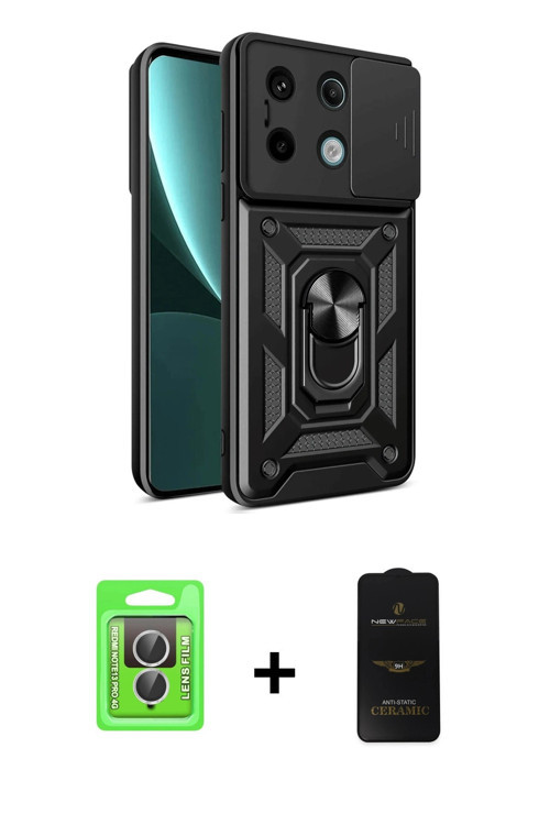 ieg™ Redmi Note 13 Pro 4G Kılıf Ahenk Klasik - Siyah 6D Antistatik Mat Seramik Hayalet Nano Ekran Ko