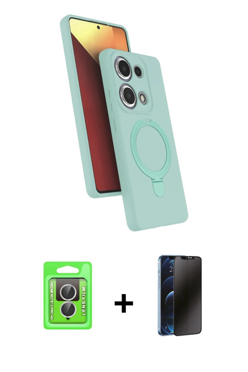 ieg™ Redmi Note 13 Pro 4G Kılıf İz Işık Koleksiyonu - Siyah 3D Antistatik Hayalet Cam Ekran Koruyucu