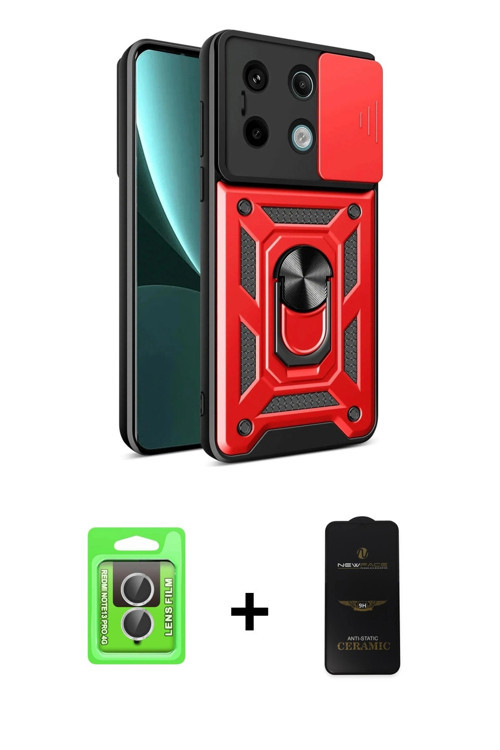 ieg™ Redmi Note 13 Pro 4G Kılıf Ahenk Klasik - Siyah 6D Antistatik Mat Seramik Hayalet Nano Ekran Ko