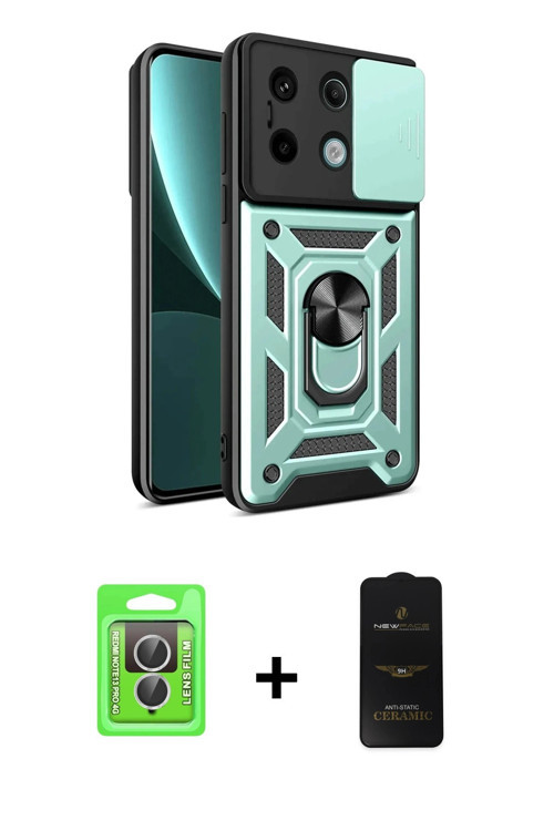 ieg™ Redmi Note 13 Pro 4G Kılıf Ahenk Klasik - Siyah 6D Antistatik Mat Seramik Hayalet Nano Ekran Ko