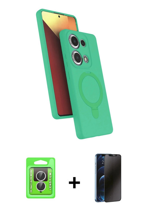 ieg™ Redmi Note 13 Pro 4G Kılıf İz Işık Koleksiyonu - Siyah 3D Antistatik Hayalet Cam Ekran Koruyucu