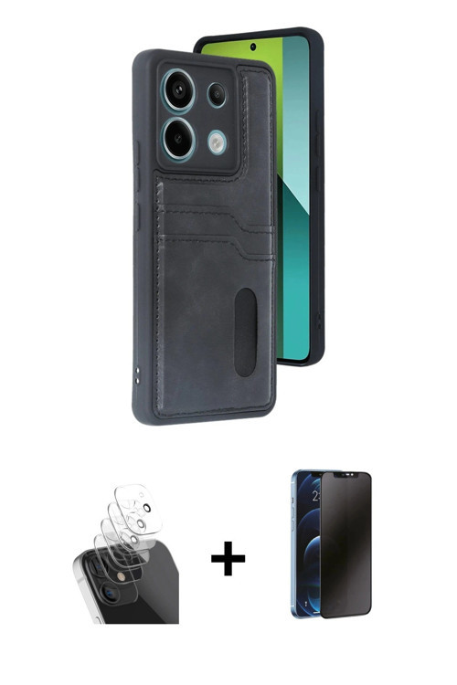 ieg™ Redmi Note 13 Pro 4G Kılıf Yörünge Işık Serisi - Siyah 3D Antistatik Hayalet Cam Ekran Koruyucu