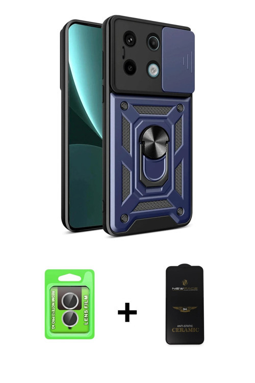 ieg™ Redmi Note 13 Pro 4G Kılıf Ahenk Klasik - Siyah 6D Antistatik Mat Seramik Hayalet Nano Ekran Ko