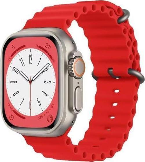 Apple Watch 42mm / 44mm / 45mm/ 49mm Uyumlu Akıllı Saat Kordonu Kırmızı
