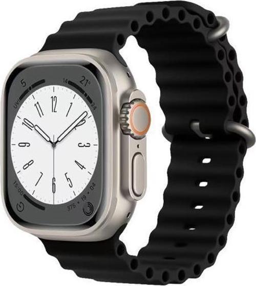 Apple Watch 42mm / 44mm / 45mm/ 49mm Uyumlu Akıllı Saat Kordonu Siyah