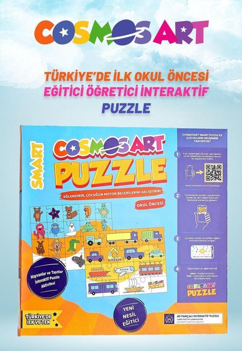 Çocuklar Için 2'li Smart Puzzle - Hayvanlar - Taşıtlar