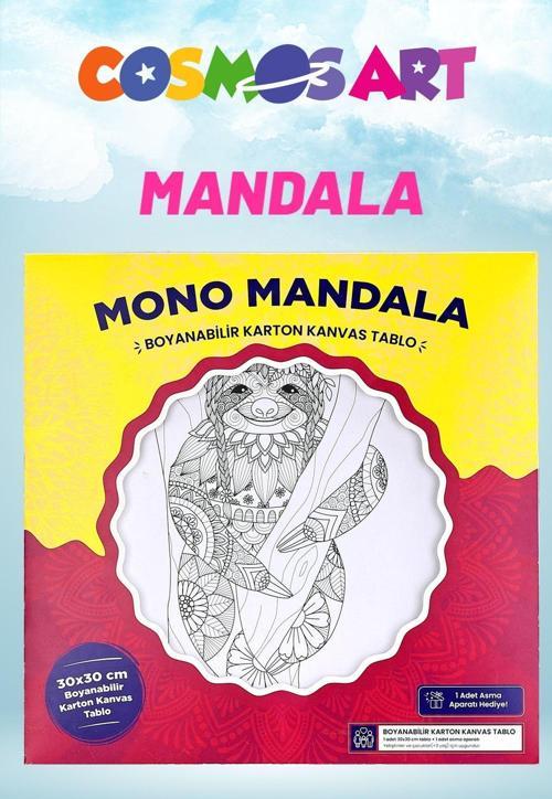 Karton Kanvas Mandala - Ahşap Çerçeve Görünümlü Tembel Hayvan Boyama