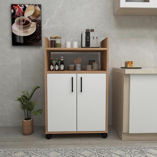 Tiraks 2 Kapaklı 4 Raflı Çok Amaçlı Mutfak Dolabı, Atlantik Çam Beyaz - Tiraks