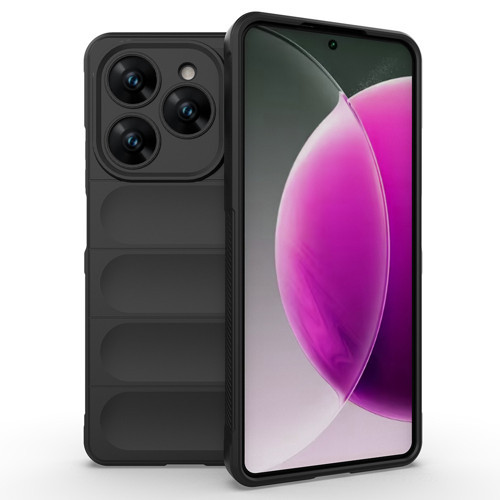 Tecno Spark 20 Pro 4G Kılıf Esnek TPU Oyuklu Arka Yüzey Tasarımlı MKST Etnik Silikon Kapak - Siyah