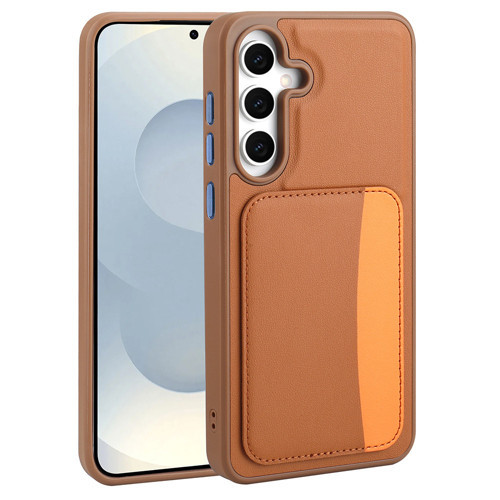 Galaxy A36 Kılıf Kartlıklı MKST X-Kart Silikon Kapak - Kahverengi