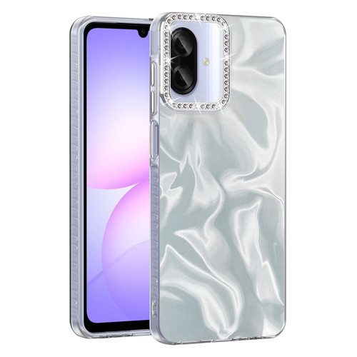 Galaxy A07 Kılıf Airbagli Parlak Taş Detay Tasarımlı MKST Esila Kapak - Beyaz