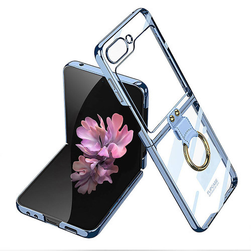 Galaxy Z Flip 6 Kılıf MKST Yüzüklü Kıpta Kapak-Mavi