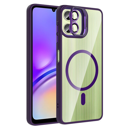 Galaxy A07 Kılıf Standlı ve Kamera Lens Hediyeli MKST Etro Kapak - Derin Mor