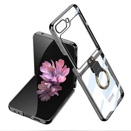 Galaxy Z Flip 6 Kılıf MKST Yüzüklü Kıpta Kapak-Siyah